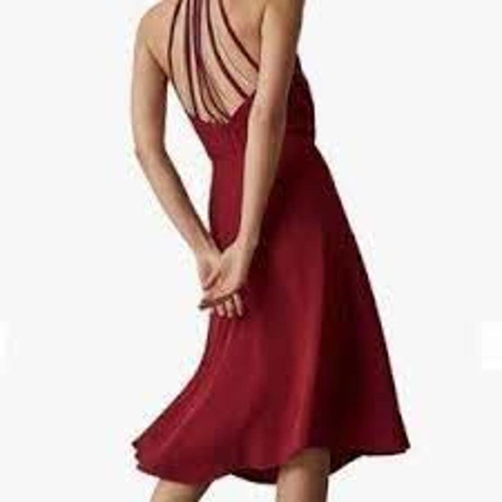 Reiss Red Fiona Beaded Strappy Halter Midi Dress - Picture 12 of 12